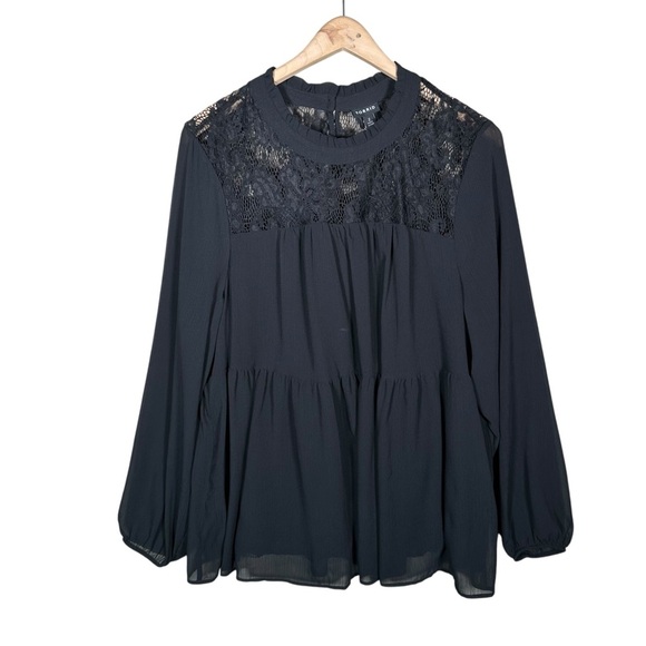 TORRID Black Lace Chiffon Overlay Blouse - Picture 6 of 15